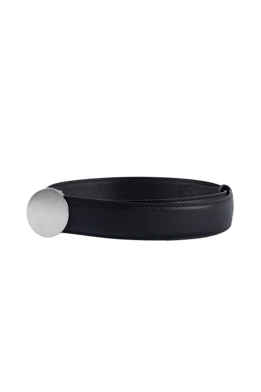 Signature belt preto e prata