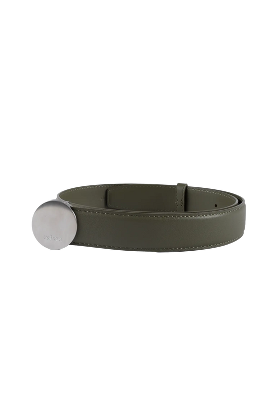 Signature belt sage green e prata
