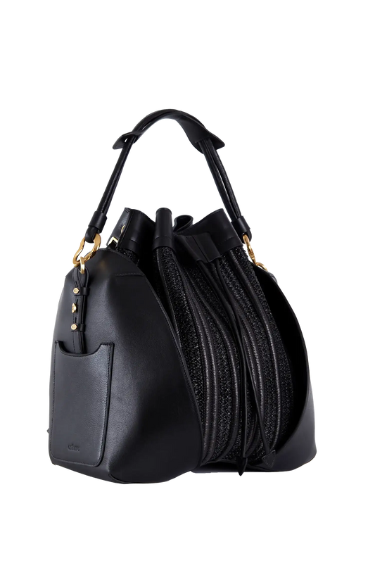 Crab Raffia Backpack Preto