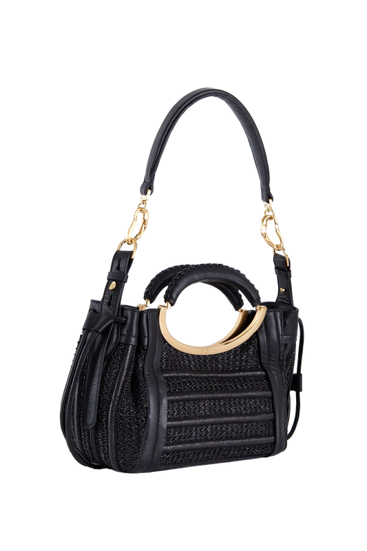 Crab Mini Raffia Handbag Preta
