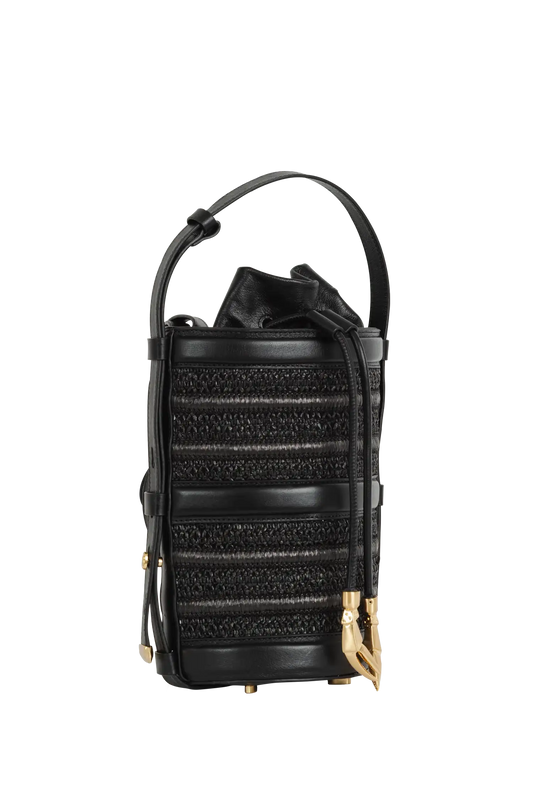 Crab Raffia Bucket Bag Preta