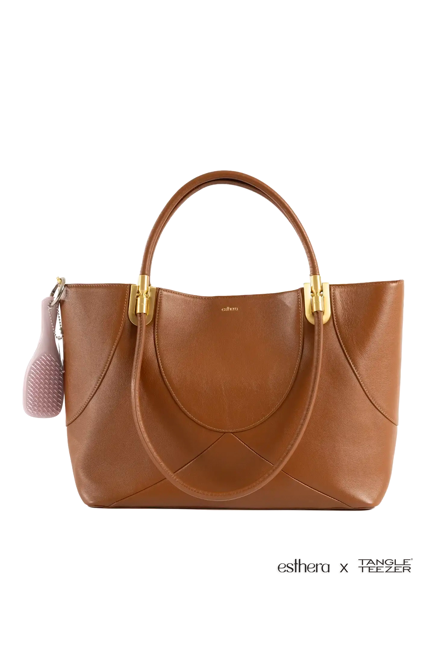 Bolsa de mão em couro legítimo na cor marrom claro com fechamento seguro e alça ajustável confortável, design sofisticado e funcional ideal para o dia a dia.