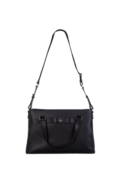 Bolsa tiracolo em couro legítimo na cor preta com fechamento seguro e alça ajustável confortável, design sofisticado e funcional ideal para o dia a dia.