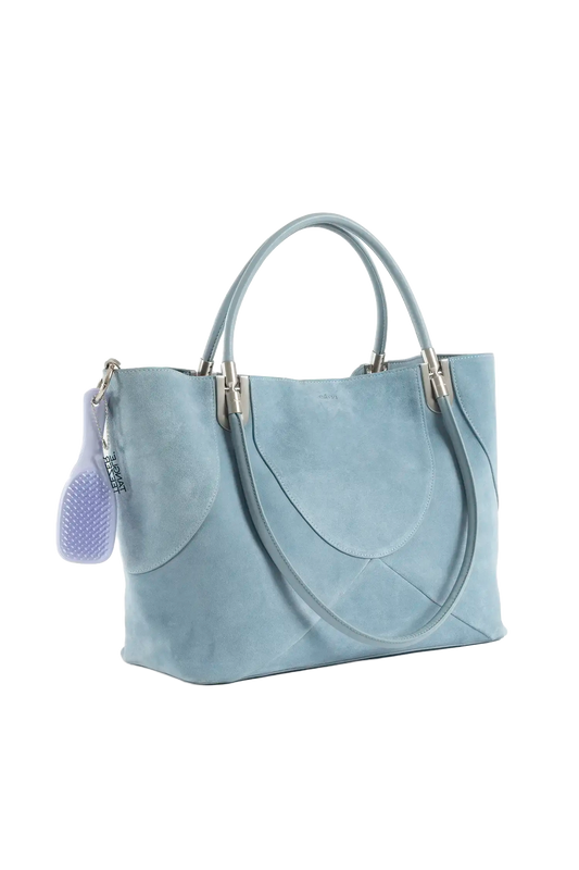 4PM maxi handbag azul-celeste com Tangle Teezer lavanda
