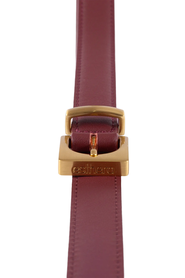 Cube gold-buckle belt burgundy 20mm