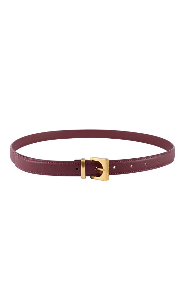 Cube gold-buckle belt burgundy 20mm