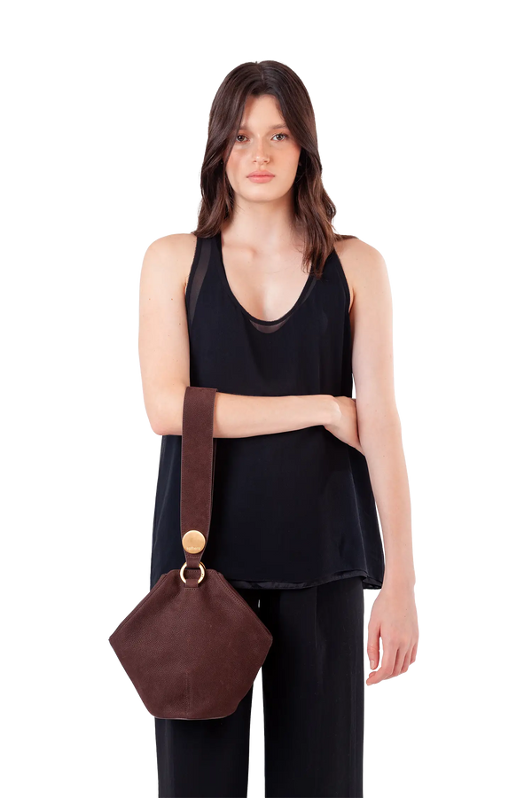 9PM maxi bag marrom camurça