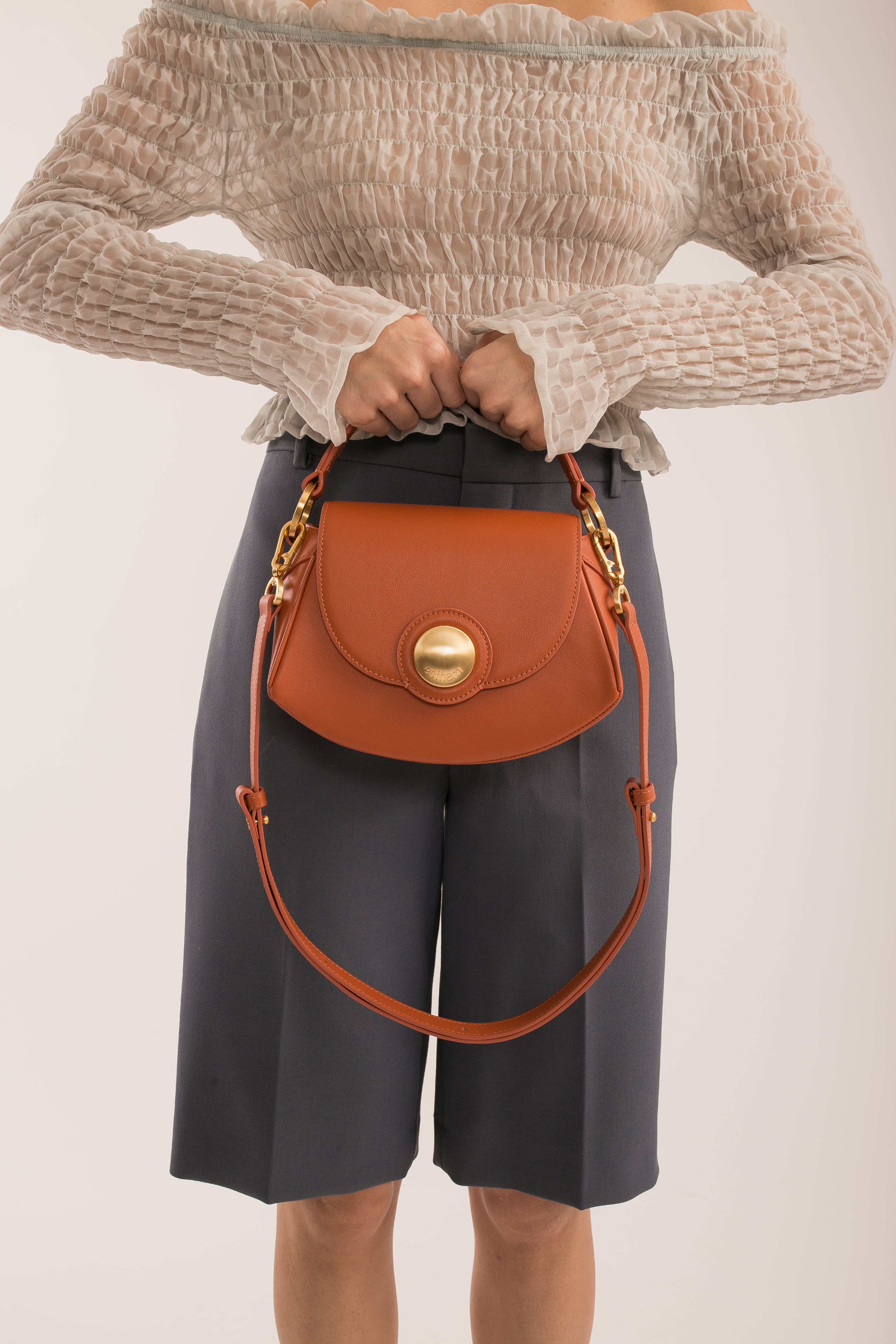 Handbag 7PM cerâmica em couro e alça extra ajustável