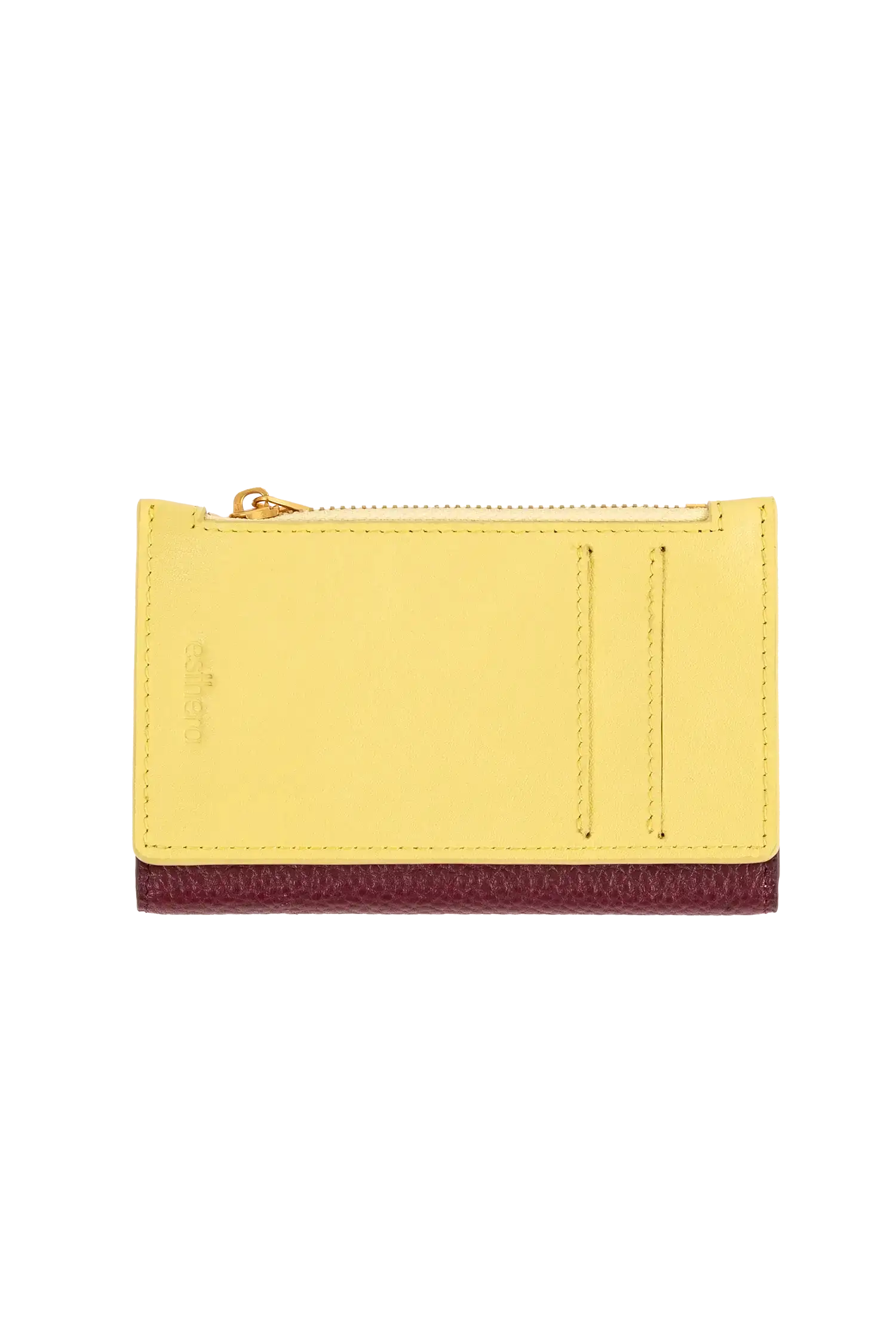 Carteira modular em couro legítimo nas cores burgundy e rosa com bolso removível prático e compartimentos internos para cartões, design compacto e funcional que organiza cartões e documentos com extrema elegância no dia a dia.