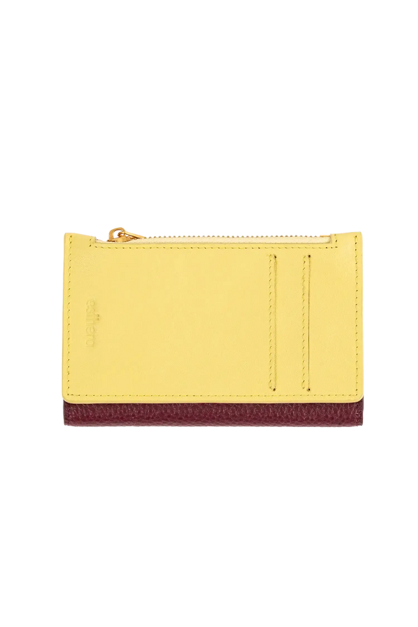 Carteira modular em couro legítimo nas cores burgundy e rosa com bolso removível prático e compartimentos internos para cartões, design compacto e funcional que organiza cartões e documentos com extrema elegância no dia a dia.