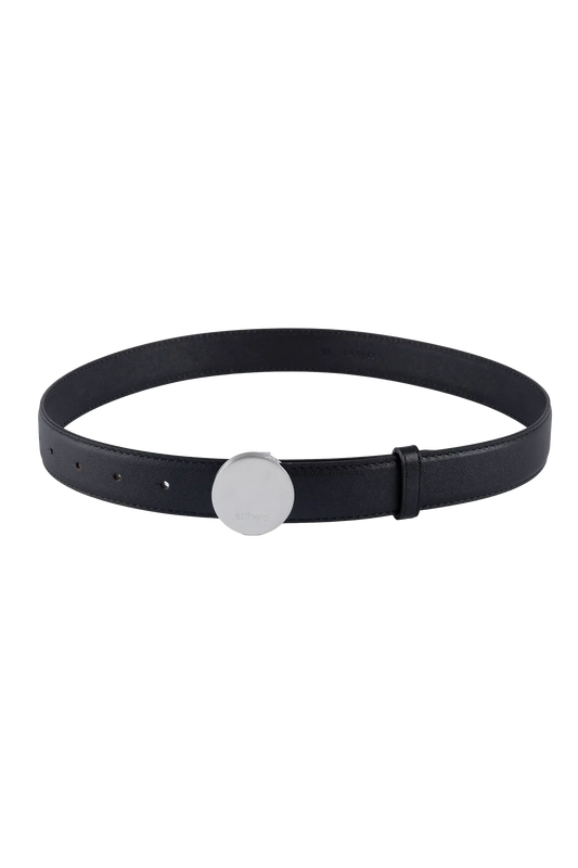 Signature belt preto e prata