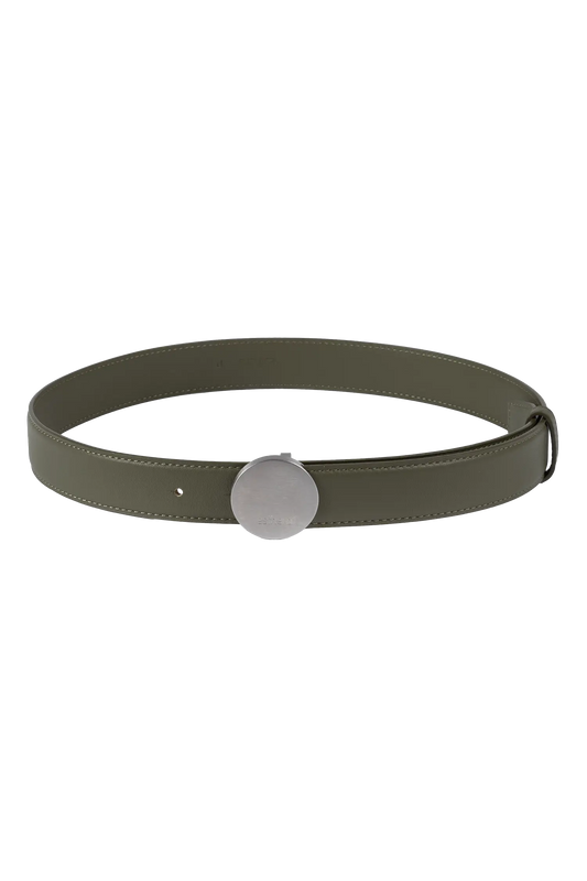 Signature belt sage green e prata