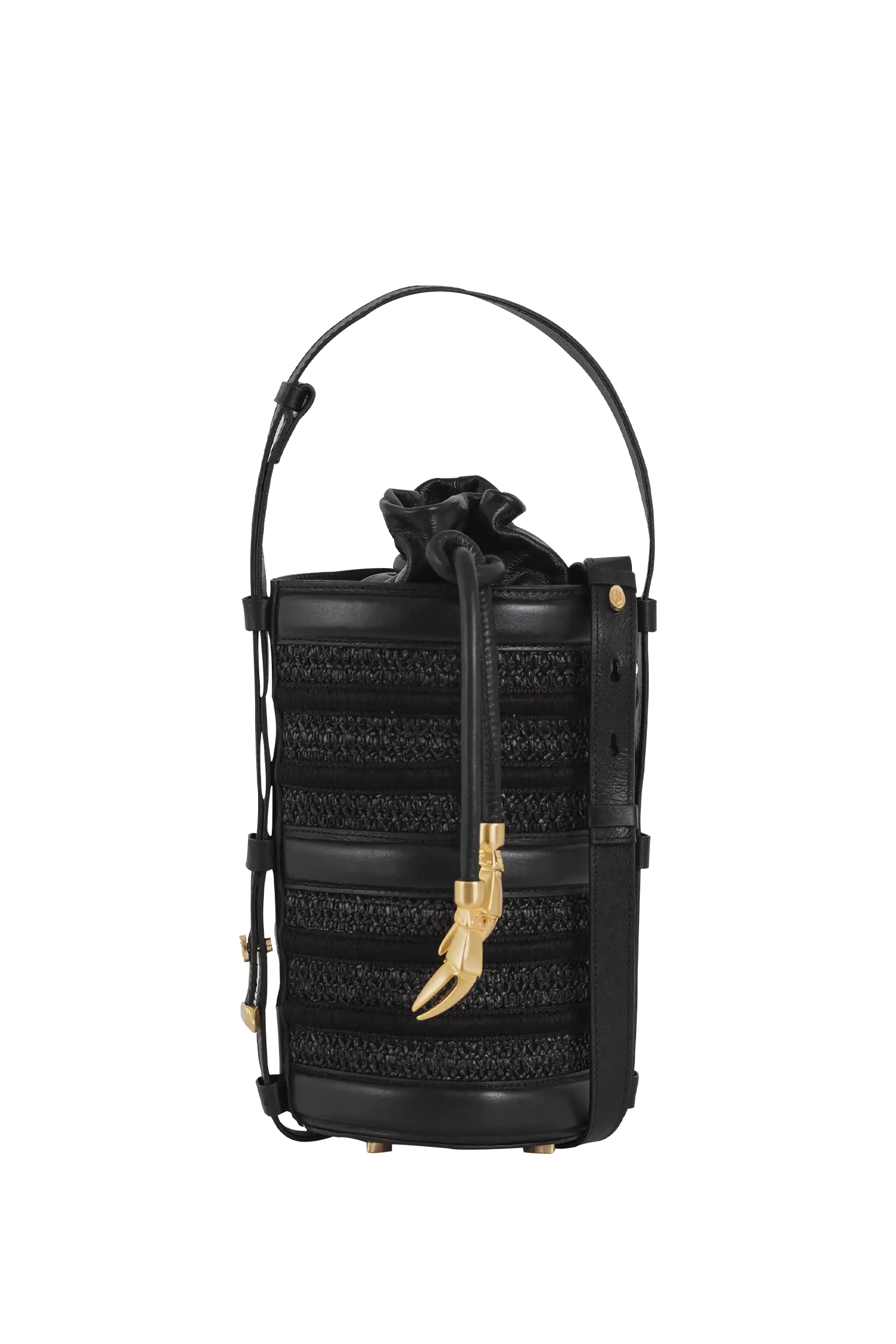 Crab Raffia Bucket Bag Preta